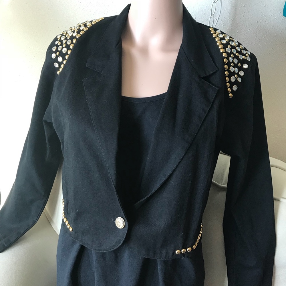 Vintage 80’s black studded cropped jacket.